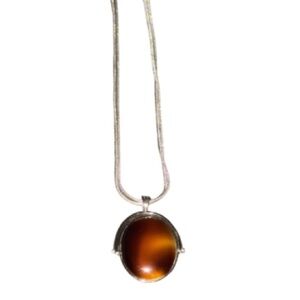 Elegant Silver and Brown tigers eye reversible to mirror Necklace